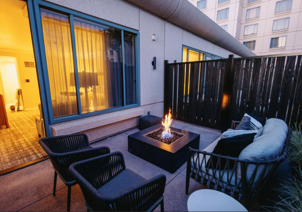 the porch and outdoor fire pit